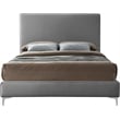 Maklaine Gray Velvet Queen Bed with Gold and Chrome Legs Included