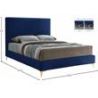 Maklaine Navy Velvet Queen Bed with Gold and Chrome Legs Included
