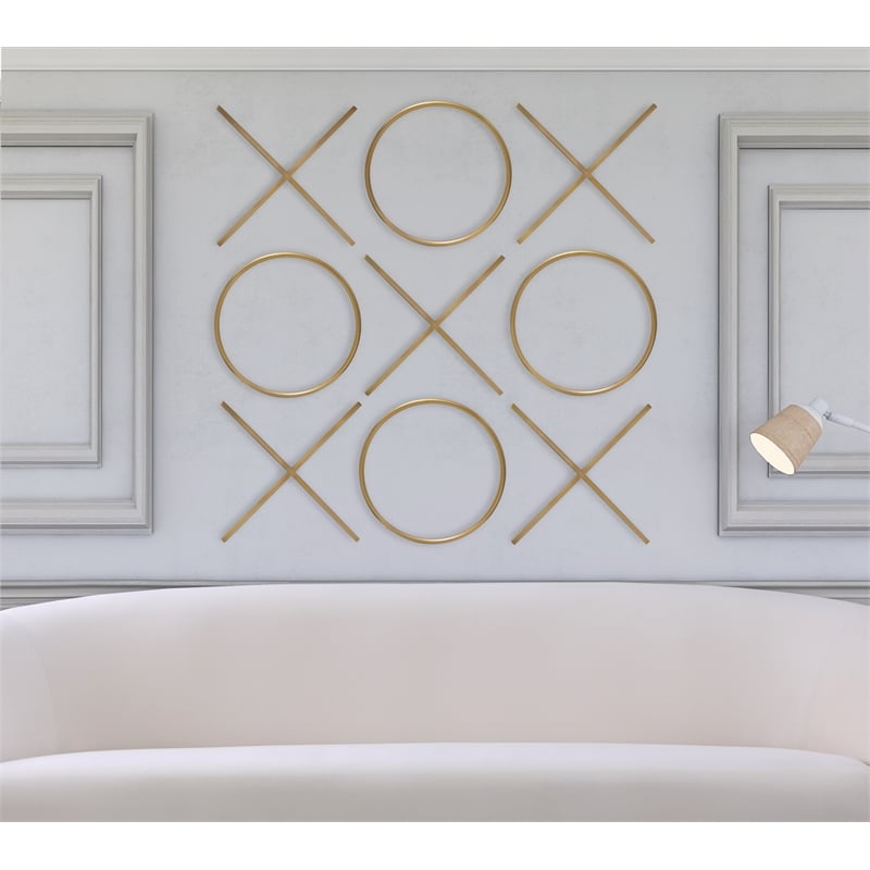 Maklaine Contemporary Style Stainless Steel Wall Decor in Gold