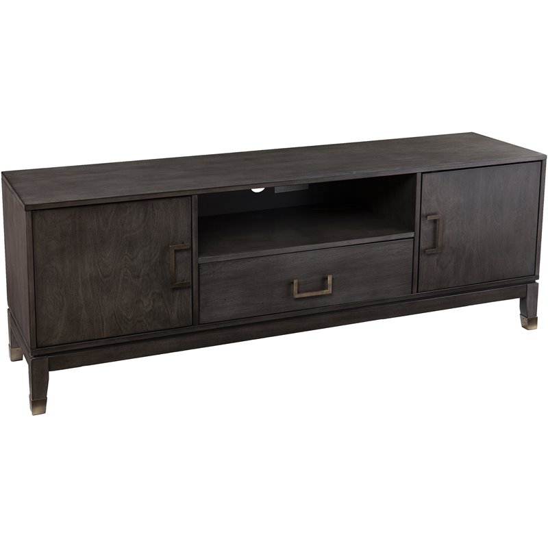 Maklaine Transitional Wood TV Stand with Storage in Gray Washed