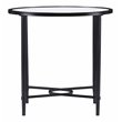 Maklaine Transitional Oval Iron Metal & Glass Side Table in Painted Black