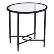 Maklaine Transitional Oval Iron Metal & Glass Side Table in Painted Black