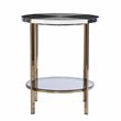 Maklaine Transitional Round Metal - Faux Marble End Table in Black - White