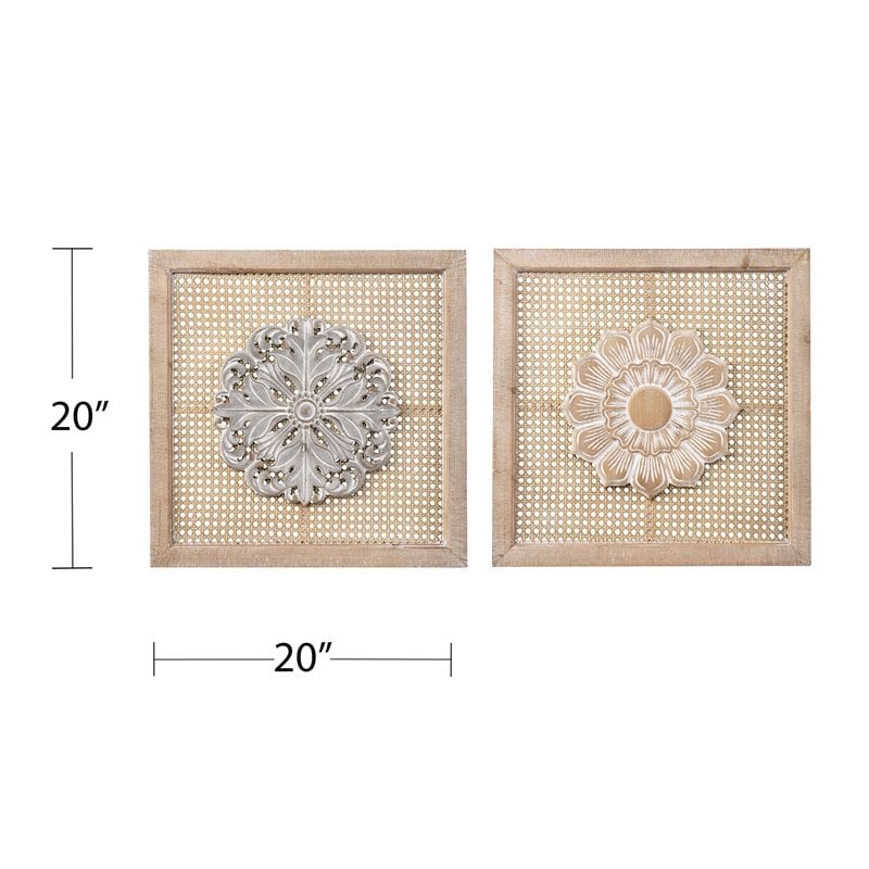Maklaine Transitional Wall Panels in Natural / Distressed White (Set of 2)