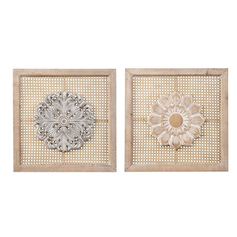Maklaine Transitional Wall Panels in Natural / Distressed White (Set of 2)