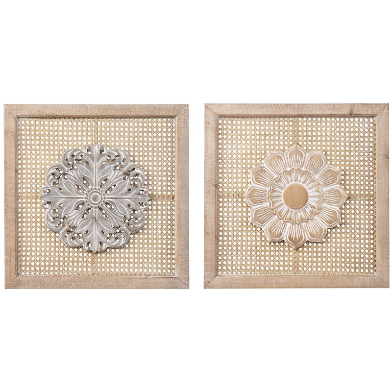 Maklaine Transitional Wall Panels in Natural / Distressed White (Set of 2)