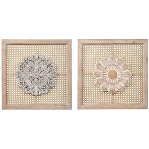 Maklaine Transitional Wall Panels in Natural / Distressed White (Set of 2)