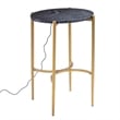 Maklaine Transitional End Table with Wireless Charging Station Gold - Black