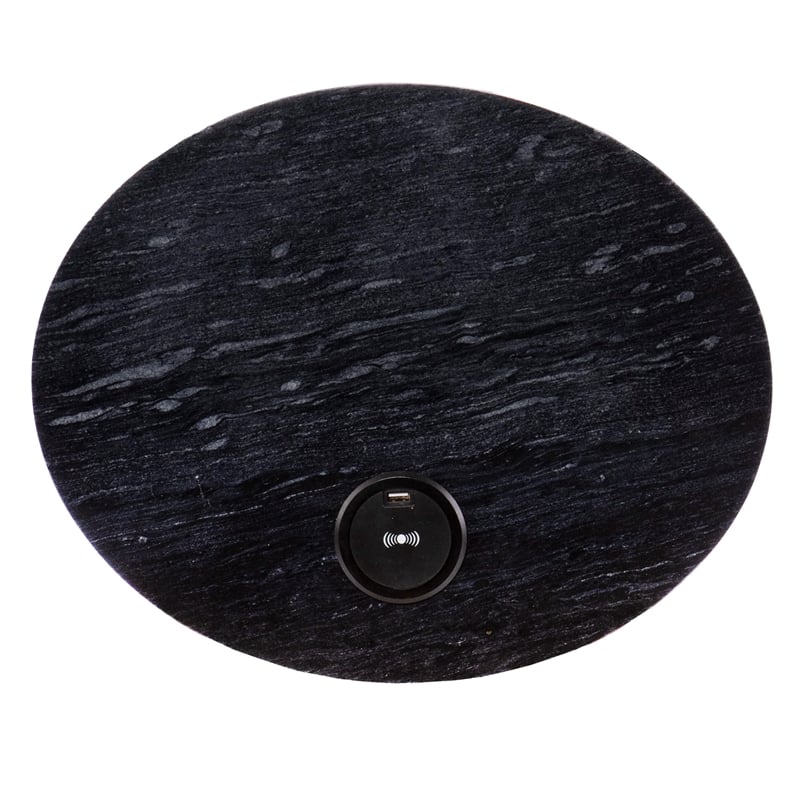 Maklaine Transitional End Table with Wireless Charging Station Gold - Black