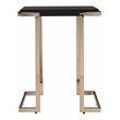 Maklaine Transitional Faux Shagreen Table Top End Table in Black - Champagne