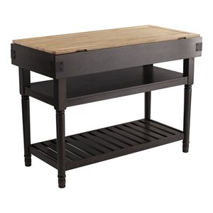 Maklaine Transitional Engineered Wood Kitchen Island in Smoked Ash / Natural