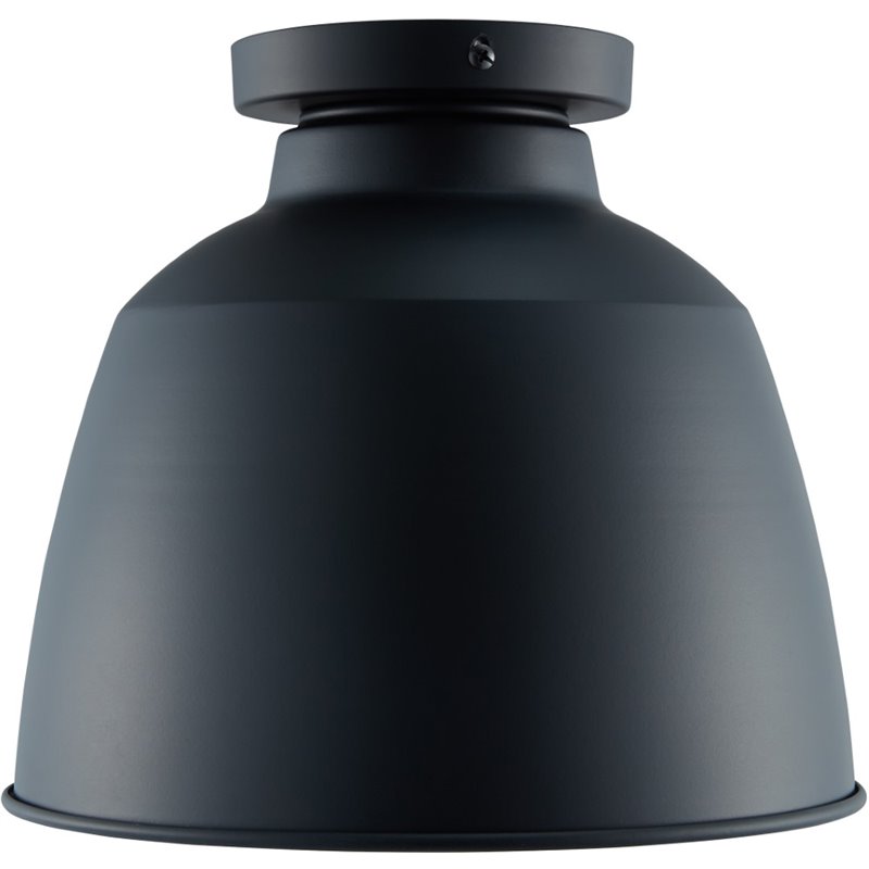 Maklaine Industrial Metal Dome Flush Mount Pendant Light in Black Finish