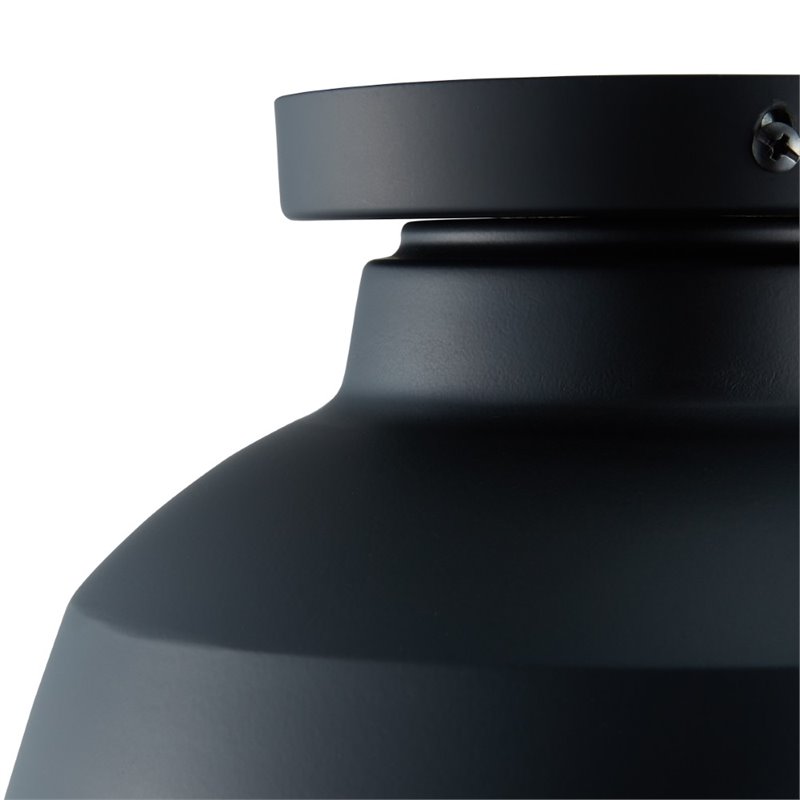 Maklaine Industrial Metal Dome Flush Mount Pendant Light in Black Finish