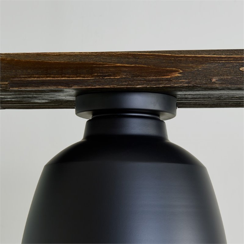 Maklaine Industrial Metal Dome Flush Mount Pendant Light in Black Finish