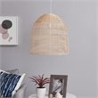 Maklaine Coastal Rattan Woven Fiber Cage Pendant Lamp in Natural Finish