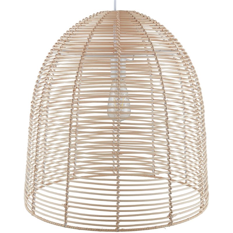 Maklaine Coastal Rattan Woven Fiber Cage Pendant Lamp in Natural Finish
