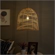 Maklaine Coastal Rattan Woven Fiber Cage Pendant Lamp in Natural Finish