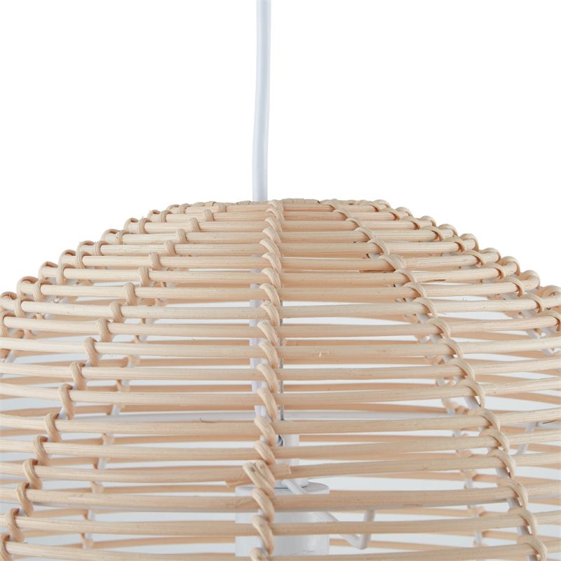 Maklaine Coastal Rattan Woven Fiber Cage Pendant Lamp in Natural Finish