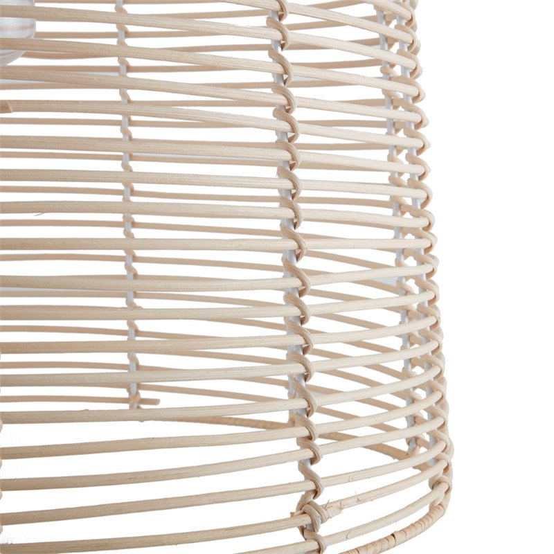 Maklaine Coastal Rattan Woven Fiber Cage Pendant Lamp in Natural Finish