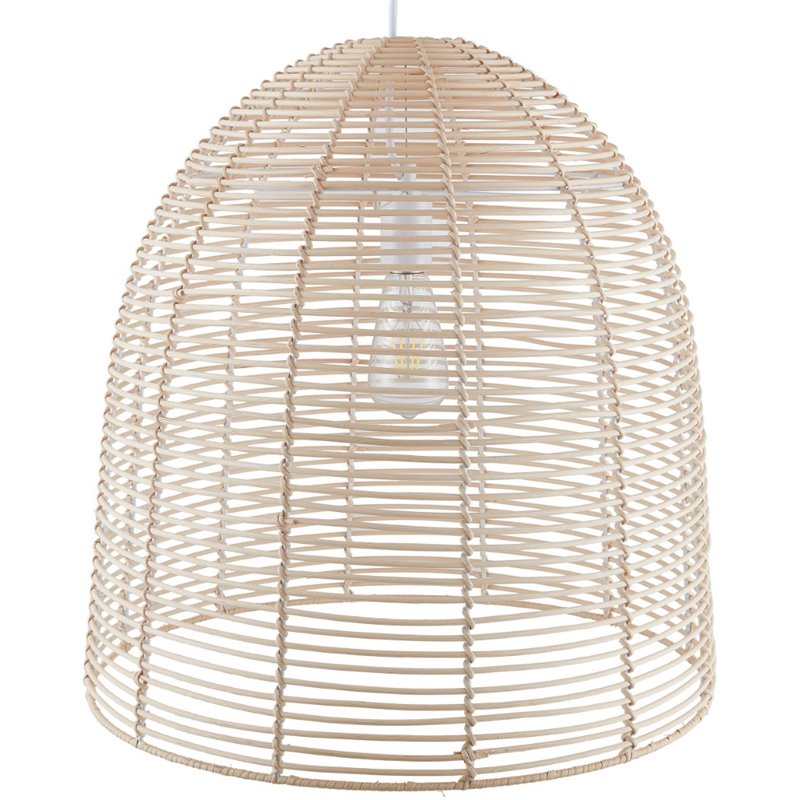 Maklaine Coastal Rattan Woven Fiber Cage Pendant Lamp in Natural Finish