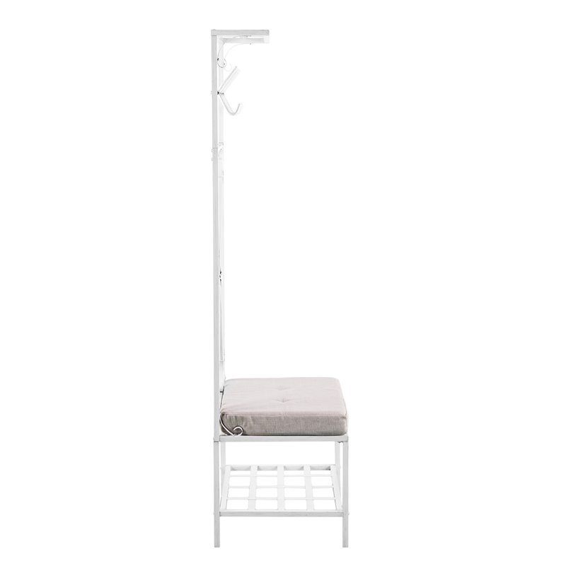 Maklaine Transitional Entryway Hall Tree in Distressed White