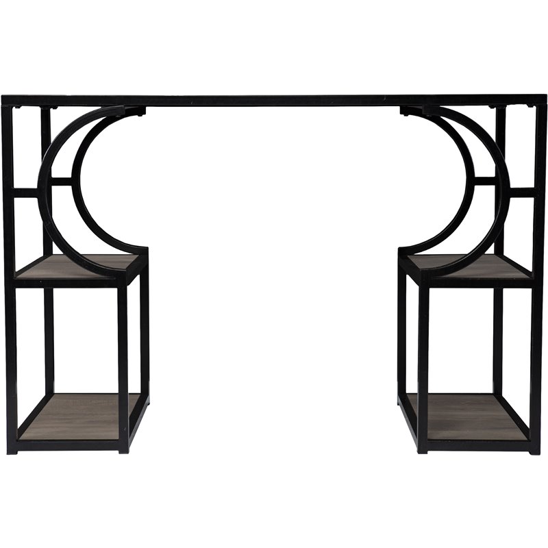 Maklaine Transitional Wood Writing Desk in Natural and Black