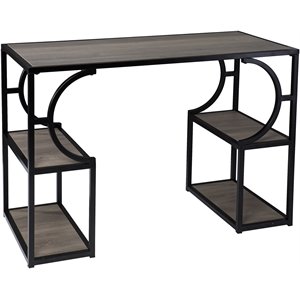 Maklaine Transitional Wood Writing Desk in Natural and Black