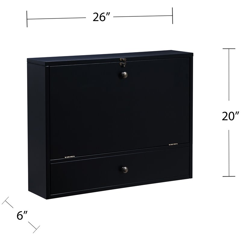 Maklaine Transitional Wood Wall Mounted Laptop Desk in Black