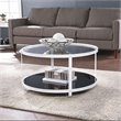 Maklaine Tempered Glass Top Cocktail Table in Black and White