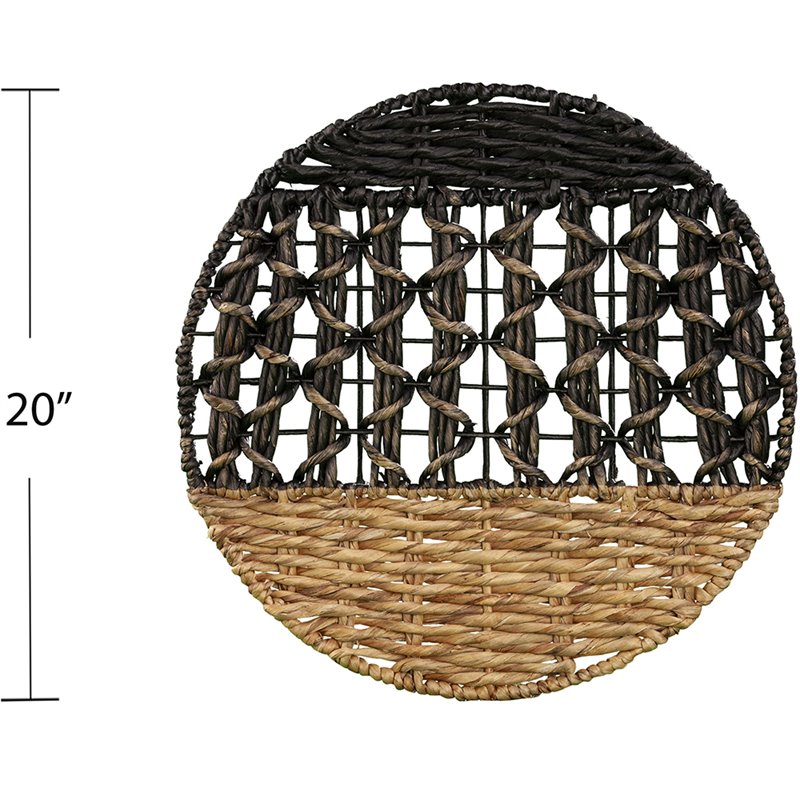 Maklaine Transitional 3 Piece Round Wall Panel Set in Natural
