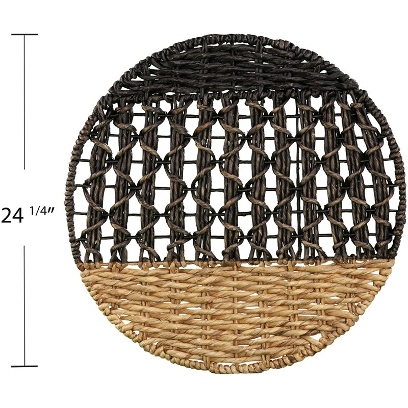 Maklaine Transitional 3 Piece Round Wall Panel Set in Natural