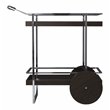 Maklaine Transitional Engineered Wood Rolling Bar Cart in Dark Brown / Chrome