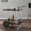 Maklaine Transitional Engineered Wood Rolling Bar Cart in Dark Brown / Chrome