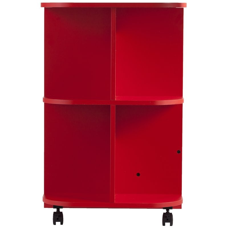 Maklaine Transitional Wood Drop Leaf Mobile Sewing Craft Table in Farmhouse Red