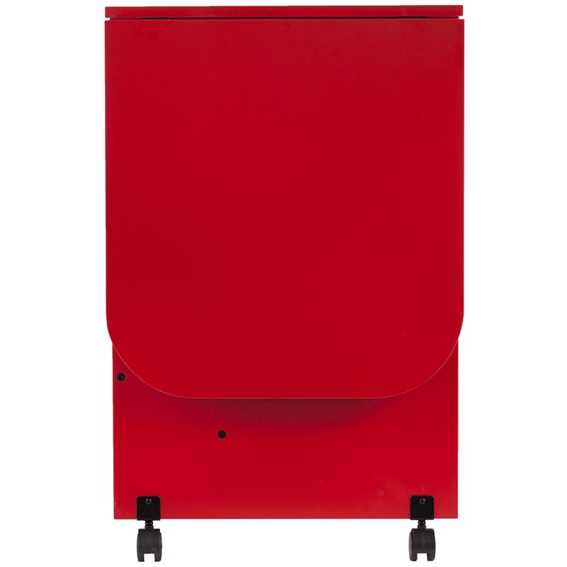 Maklaine Transitional Wood Drop Leaf Mobile Sewing Craft Table in Farmhouse Red