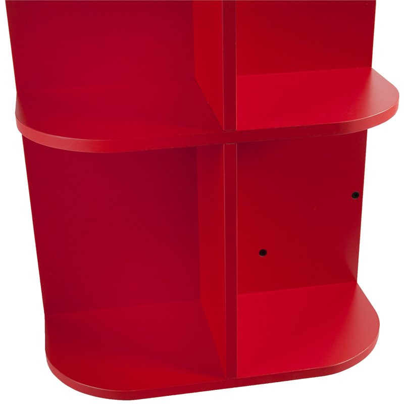 Maklaine Transitional Wood Drop Leaf Mobile Sewing Craft Table in Farmhouse Red