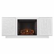 Maklaine Transitional Storage Engineered Wood Electric Media Fireplace in White