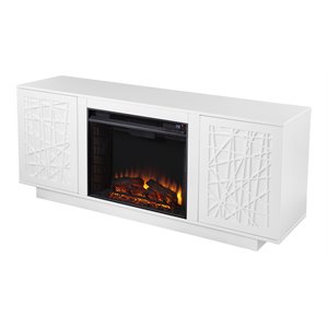 Maklaine Transitional Storage Engineered Wood Electric Media Fireplace in White