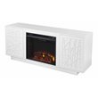 Maklaine Transitional Storage Engineered Wood Electric Media Fireplace in White