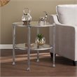 Maklaine Transitional Round Glass Top Metal End Table in Silver