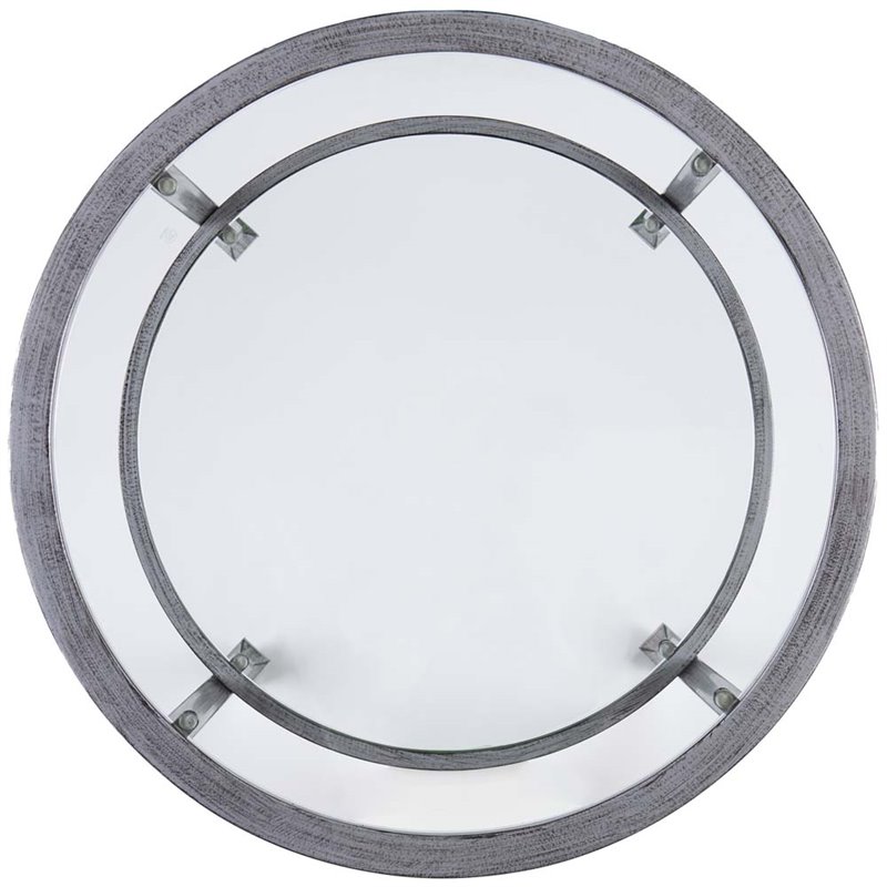 Maklaine Transitional Round Glass Top Metal End Table in Silver