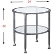 Maklaine Transitional Round Glass Top Metal End Table in Silver