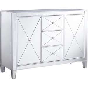 Maklaine Transitional 2 Door Mirrored Sideboard in Matte Silver