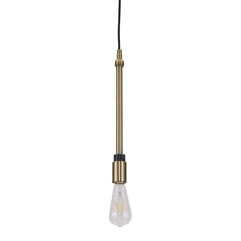Maklaine Transitional Slim Metal Pendant Lamp in Antique Bronze