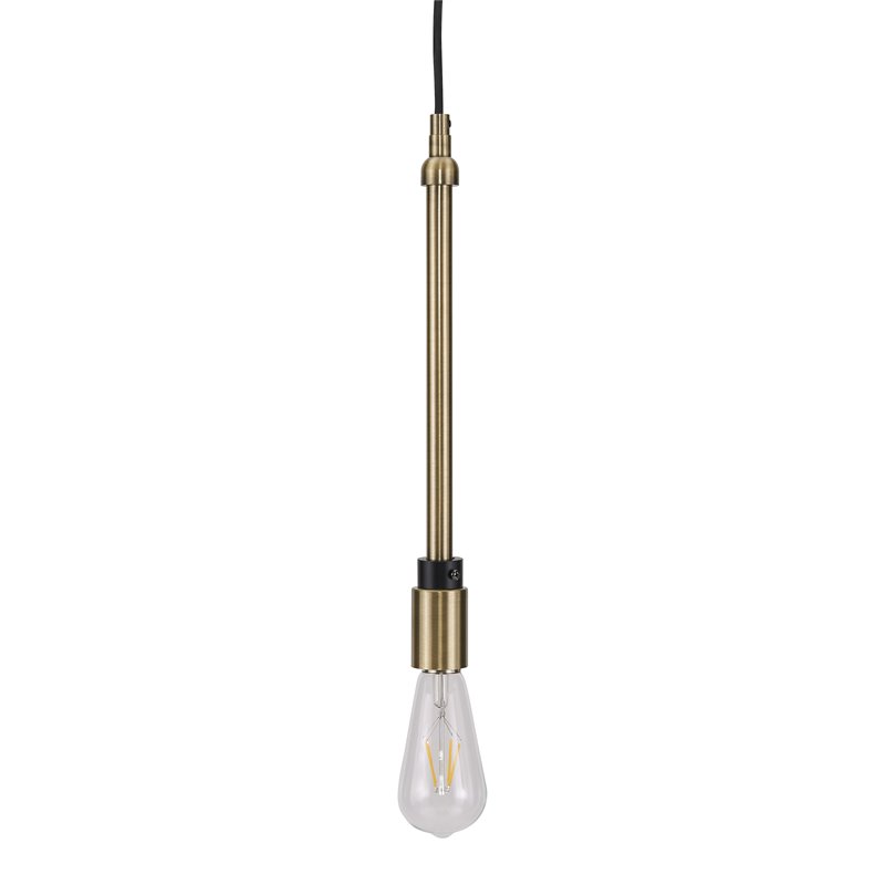 Maklaine Transitional Slim Metal Pendant Lamp in Antique Bronze