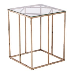 Maklaine Modern / Contemporary End Table with Tempered Glass Top