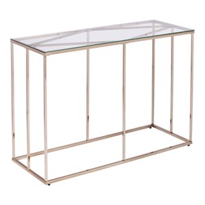 Maklaine Modern / Contemporary Glass Top Console Table Champagne