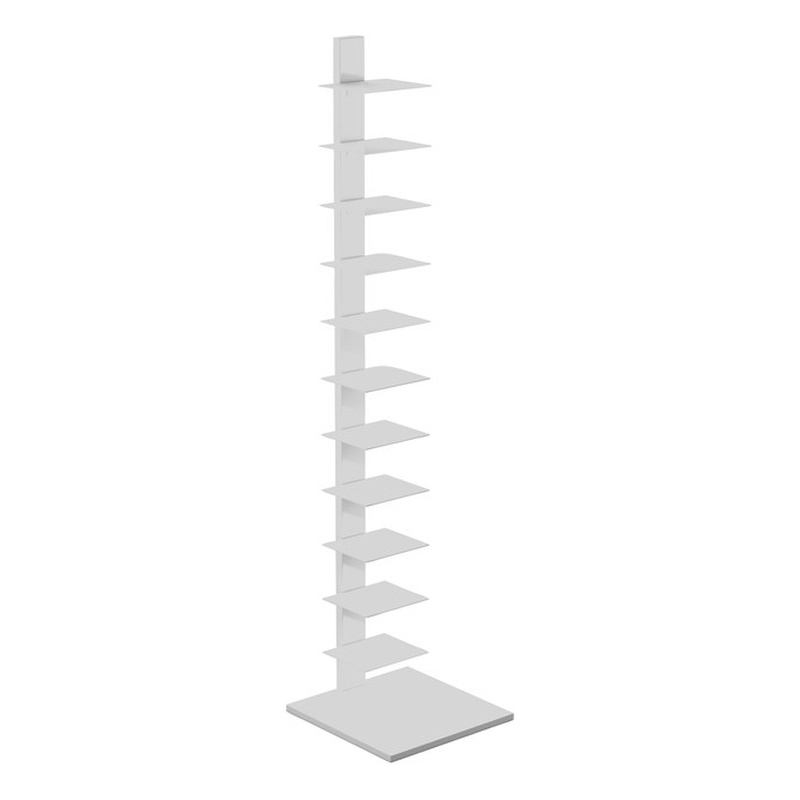 Maklaine Modern / Contemporary Spine Tower Shelf in White