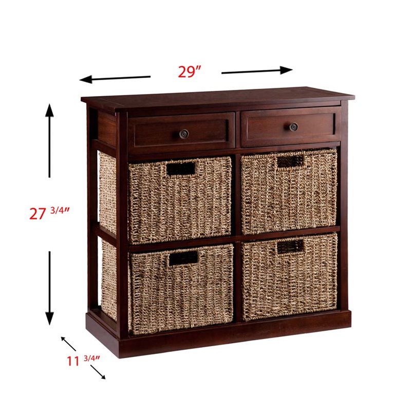 Maklaine Modern / Contemporary 4 Basket Storage Unit in Mahogany