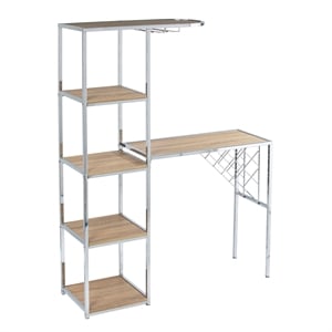 Maklaine Transitional Engineered Wood Serving Table with Bar Storage in Natural